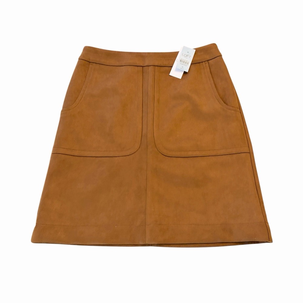 LOFT Outlet Faux-Suede Mini Skirt With‎ Front Pockets Fall Style Size 0P NEW